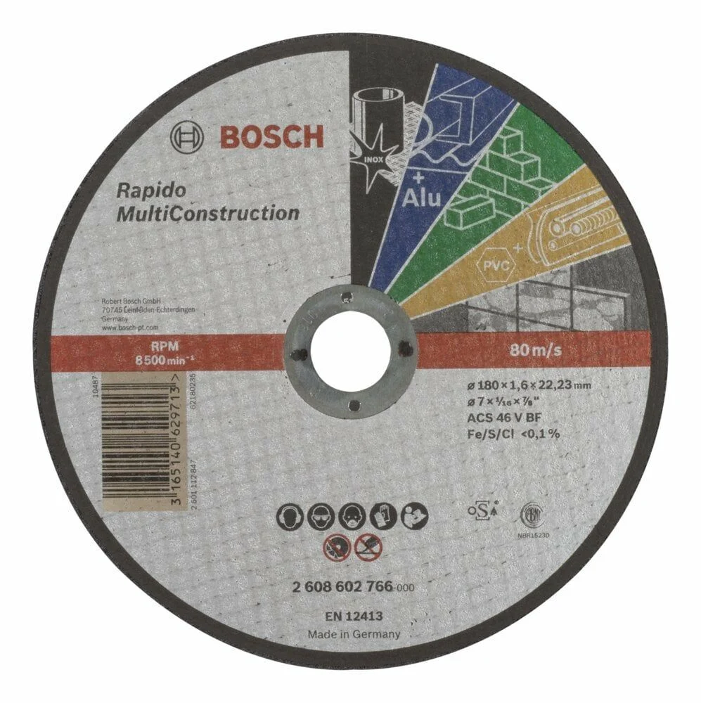 Bosch – 180*1,6 mm Çoklu Malzemelerde Kullanım İçin Düz Kesme Diski (Taş)